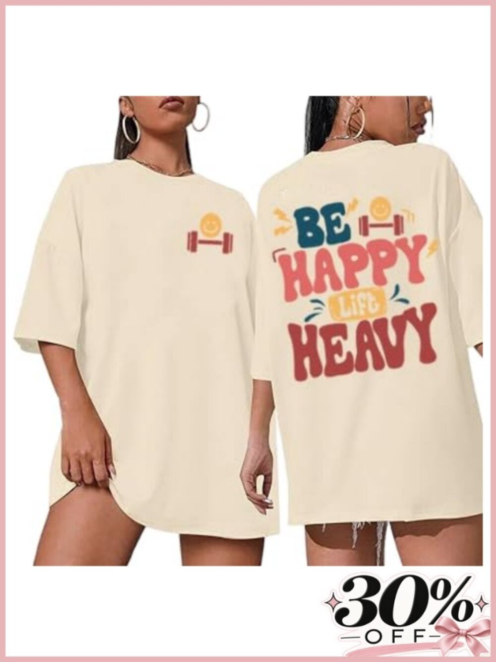 Oversized Funny Workout Tee Women's Cotton Blend Graphic Shirt